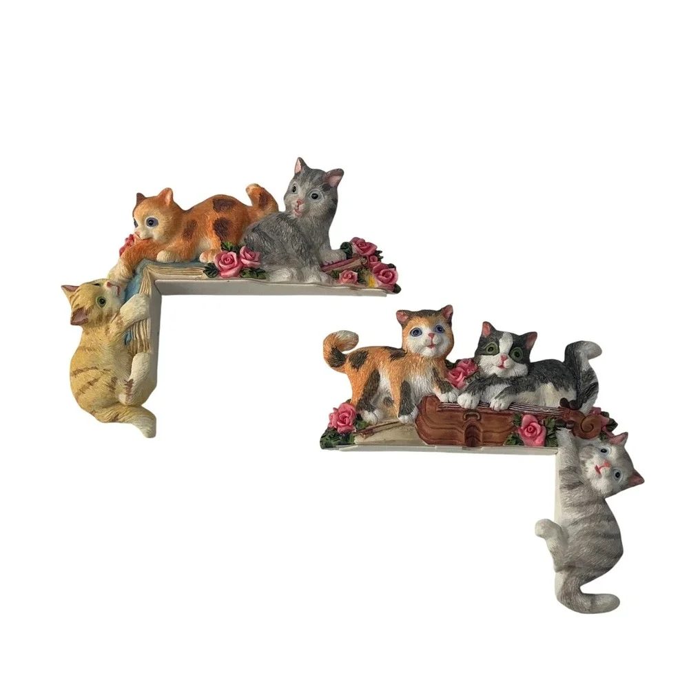 Retro Cottagecore Cat Wall Picture Corner Hang Home Decor Country Whimsical 3D
